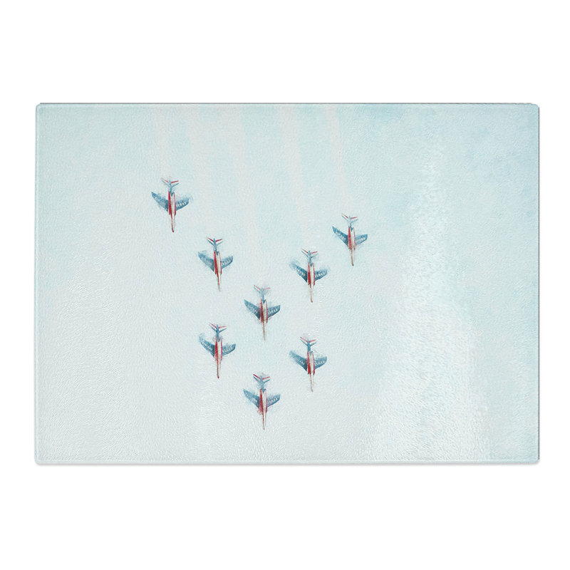 Tempered Glass Plane Aerobatics Chopping Board, 20 cm x 28.5 cm