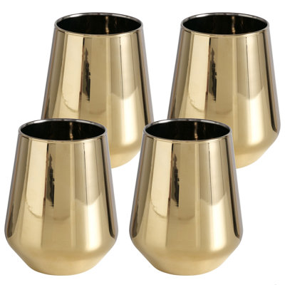 4 Stemless Wine Glasses