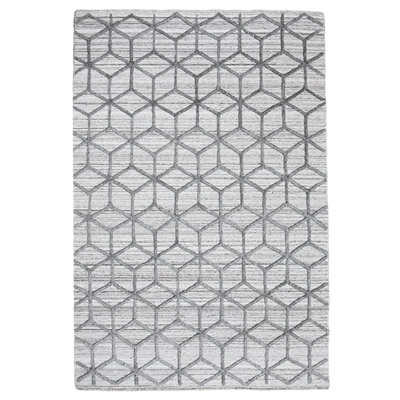 Hand Woven Overtufted Kilim Geometric Polypropylene Light Gray Rectangle Indoor Area Rugs