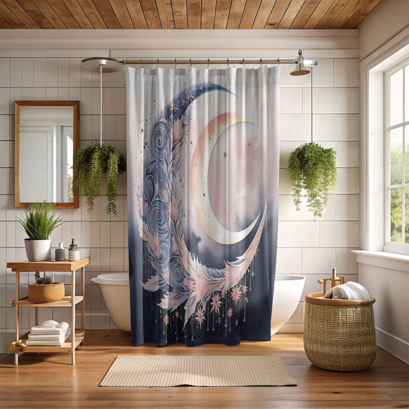 Rideau de douche standard 1 pièce Lunar Shine, H 74 po x l 71 po