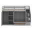 Twin Size Loft Bed With 3 Shelves And 2 Wardrobes,Wooden Bedframe With 2 Drawers And Storage Staircase-1751258496