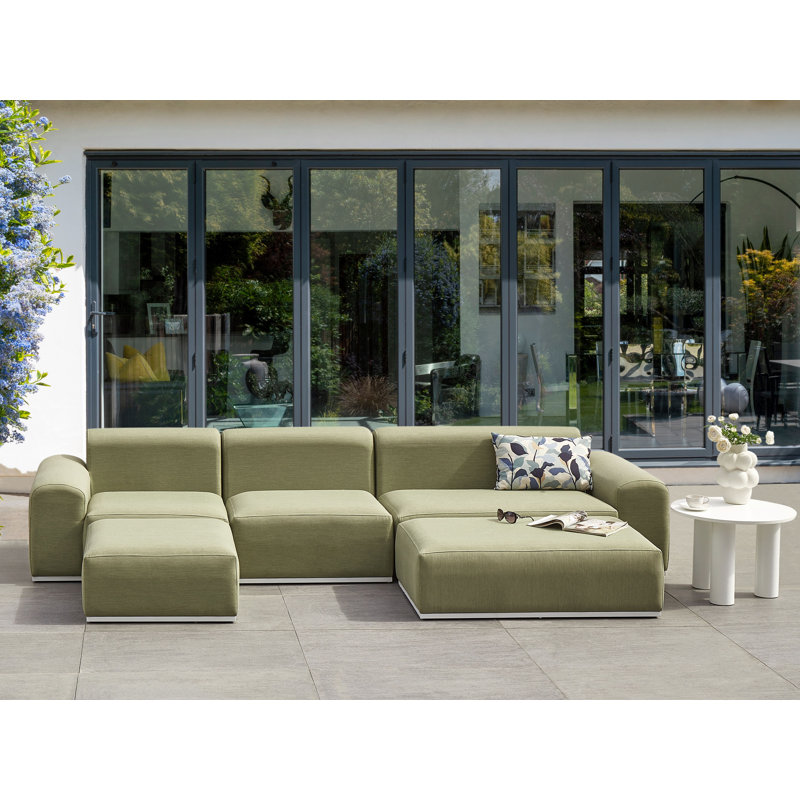 Lounge Set Dequesha Olefin Beige 7 Seater, Olive Green