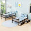 Lit superposé simple au-dessus de simple en bois avec tiroirs de rangement et échelle-2075027969