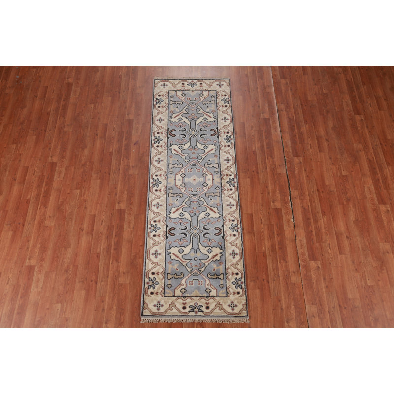 Blue Handmade Oushak Oriental Runner Rug 3x8