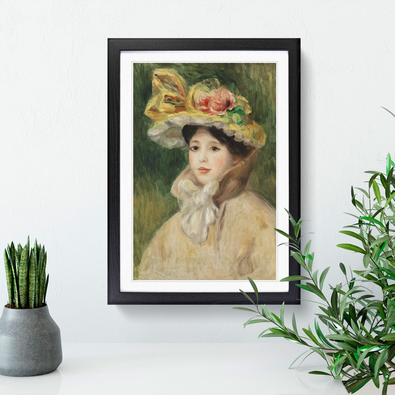 Woman with Capeline by Pierre-Auguste Renoir - Picture Frame Painting, Black, 48cm H x 36cm W x 2cm D