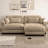 Oversize Modern L-Shape Sectional Sofa Two-Seater with Ottoman, Velvet Upholstery with Round Bolster Armrests, Includes Waist Pillow & Throw Pillows-1281197116