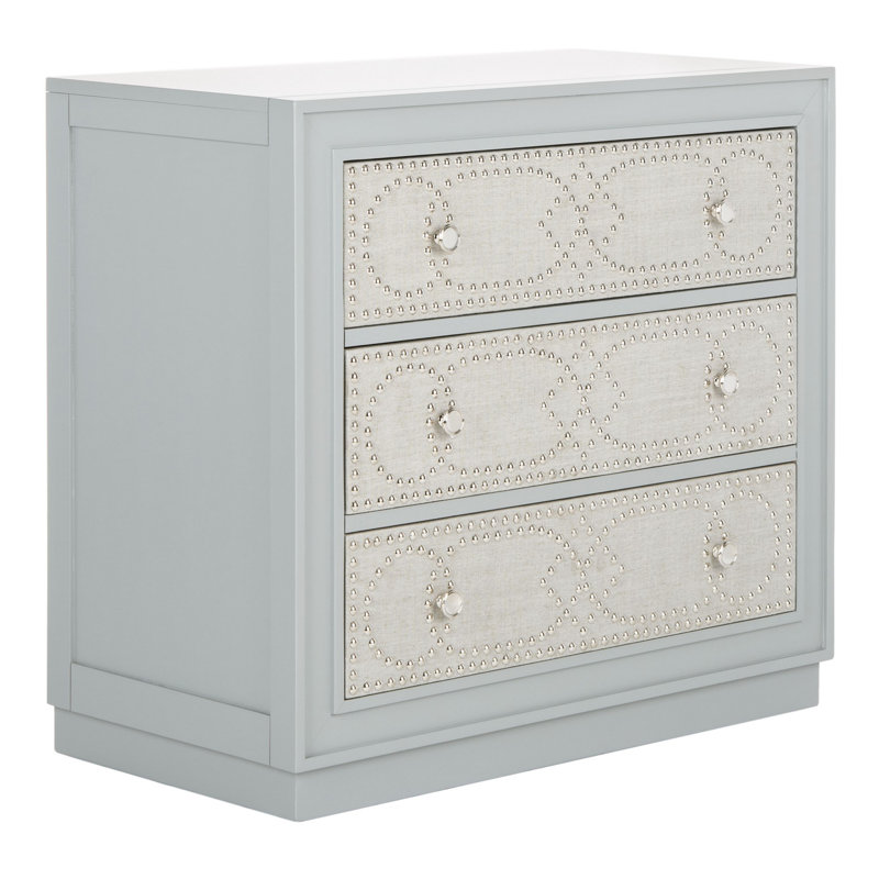 Commode décorative 3 tiroirs Bohon, Gris clair