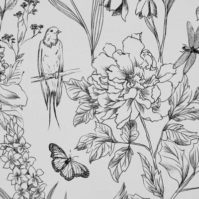Peel and Stick Wallpaper 17.7x393.7 in White Botanical Floral Waterproof