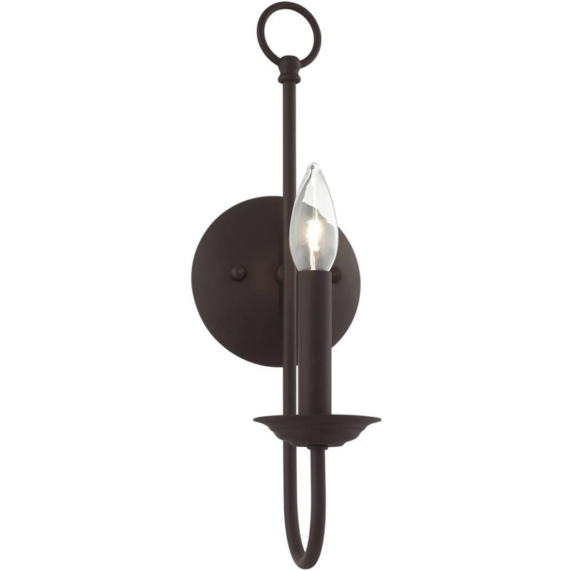 Wall Sconce with Steel Base - 5" Industrial Light Fixture, Bronze