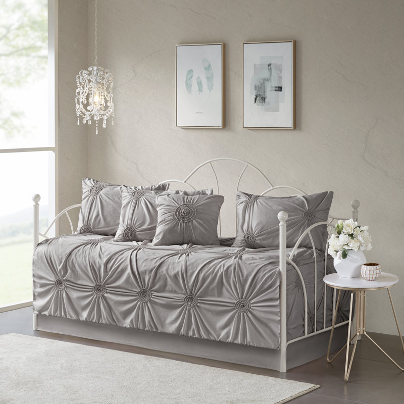 Leila Reversible 6 Piece Daybed Cover Set, Gray