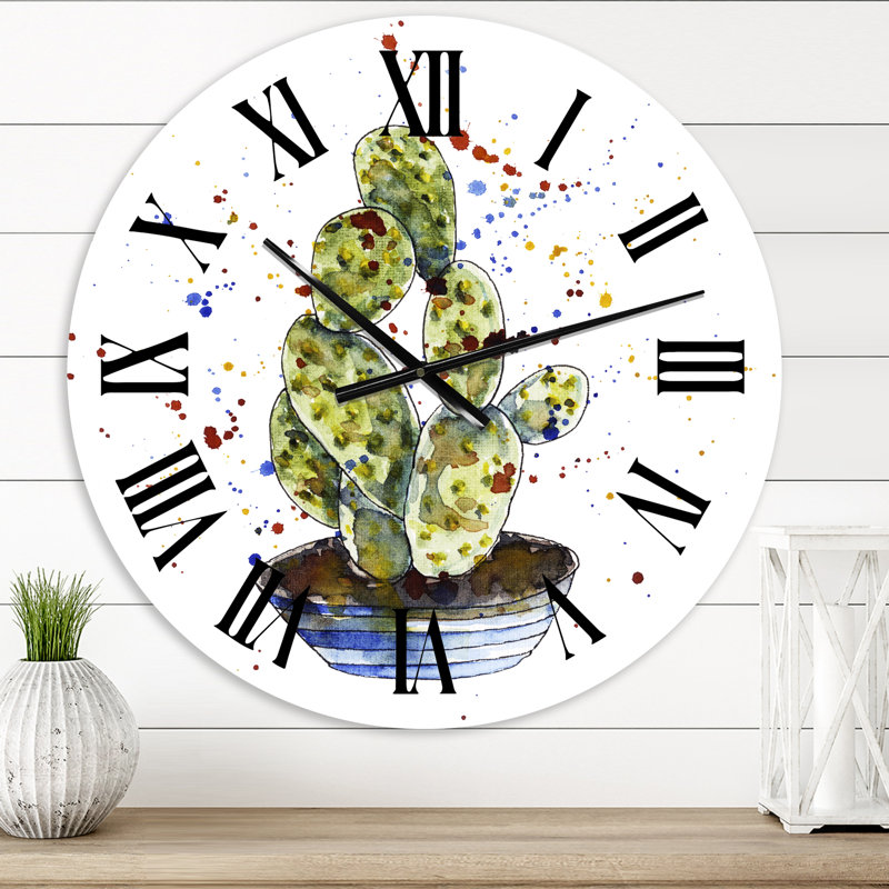 Cactus Houseplant - Horloge murale traditionnelle, Moyen