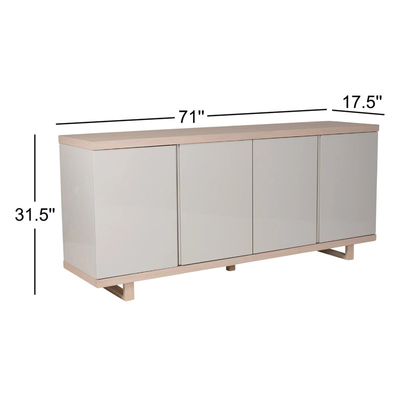 Modern Brazilian 71'' W Solid Wood Sideboard, Nogal/Off White