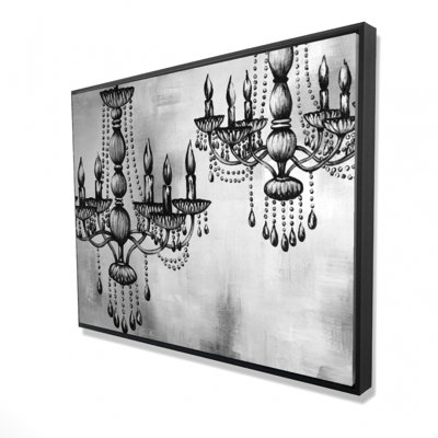 Two Crystal Chandeliers Print On Canvas