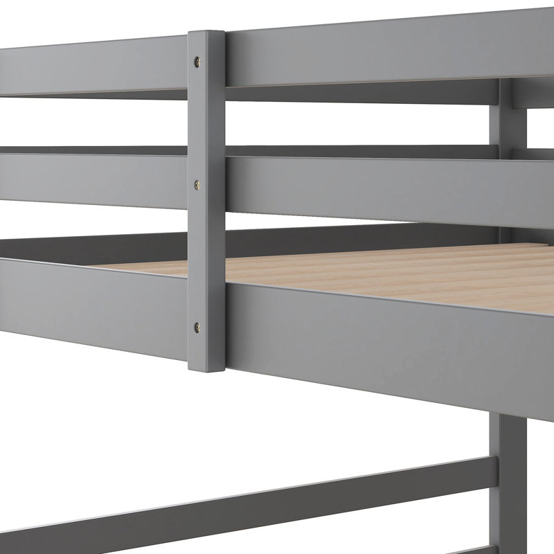 Lit superposé au-dessus gris - Fabriqué en bois massif et élégant, s'adapte aux matelas de la taille, essentiel pour la chambre à coucher en bois, améliore l'apparence, inclus
