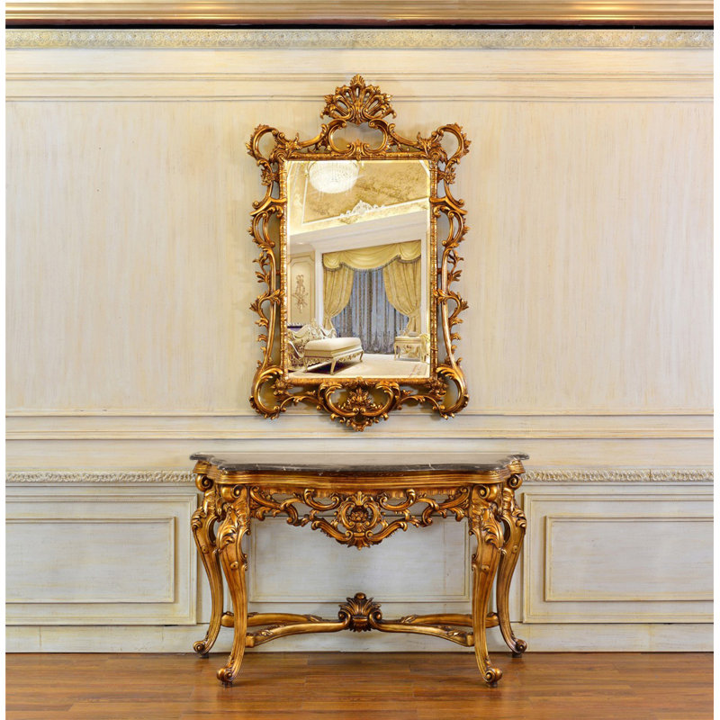 Rosia 53'' W Marble Console Table, Brown
