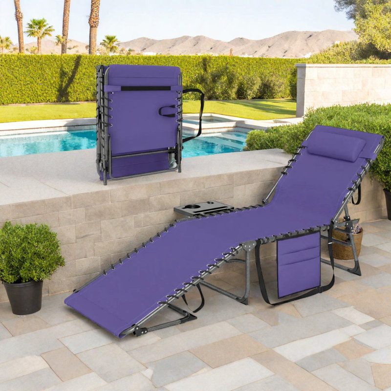 Portable Adjustable Patio Chaise Lounge, Steel Frame, Modern Outdoor Comfort