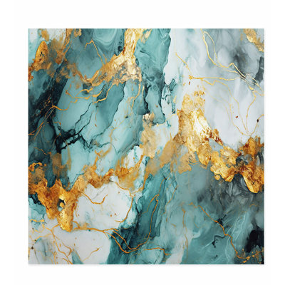 «Abstract Blue Gold Geode II», reproduction d'art moderne sans cadre