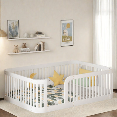Wood Floor Bed Frame With Fence