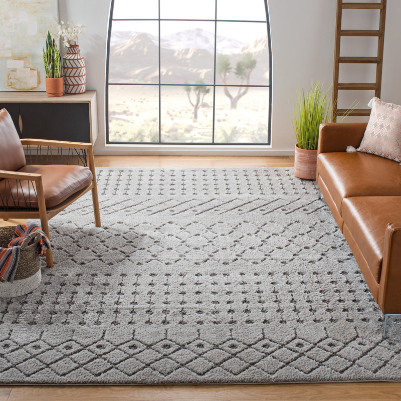 Tapis gris de style Sud-Ouest Champlain, Rectangle 6 pi 7 po x 9 pi 6 po