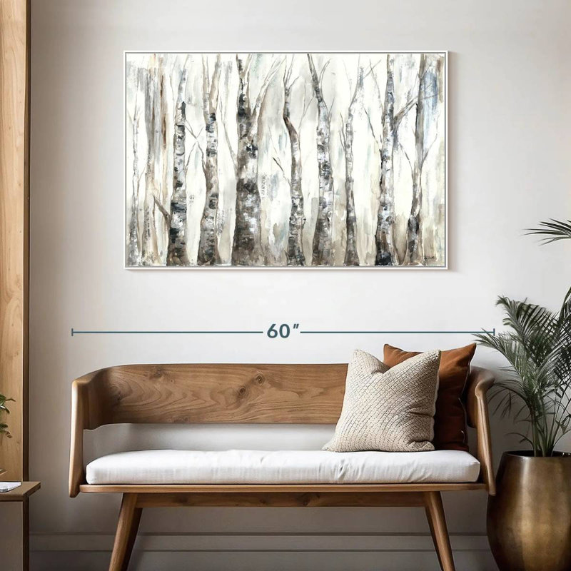 Winter Aspen Trunks - neutre, 46 po x 31 po, Cadre flottant blanc