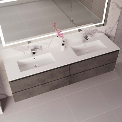 Meuble-lavabo DAX Pasadena avec bassin Toscana, 72 po, ciment