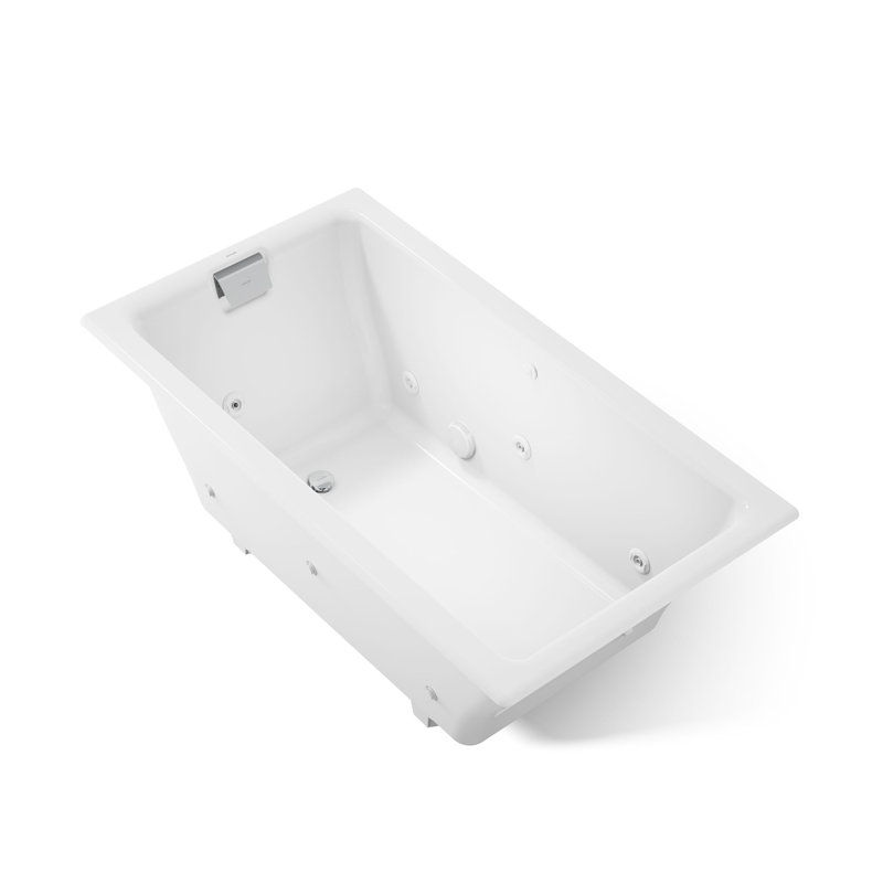 Tea-for-Two 66-In x 36-In Drop-in/Undermount Whirlpool Bath with Reversible Drain, White