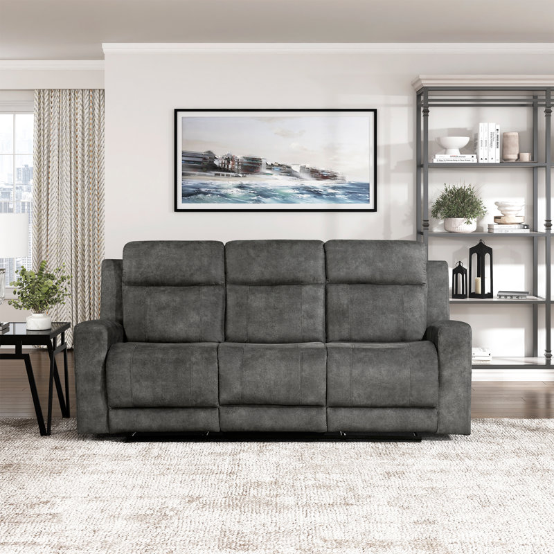  Canapé inclinable manuel en microfibre 80 po Leylashka, Gris foncé