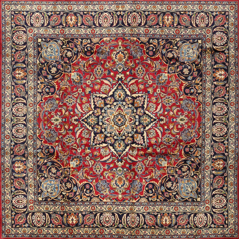 Tapis brun à motif oriental, Carré 6 pi