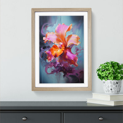 Orchid Flower Gestural - Single Picture Frame Print on Wood