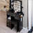 29.2" Small Size Left Drawer Desktop Vanity Table + Cushioned Stool, 2 AC+2 USB Power Station, Hair dryer bracket, Extra Large Touch Control Sliding LED Mirror, Tri-color Switching, Brightness Adjust-456174244