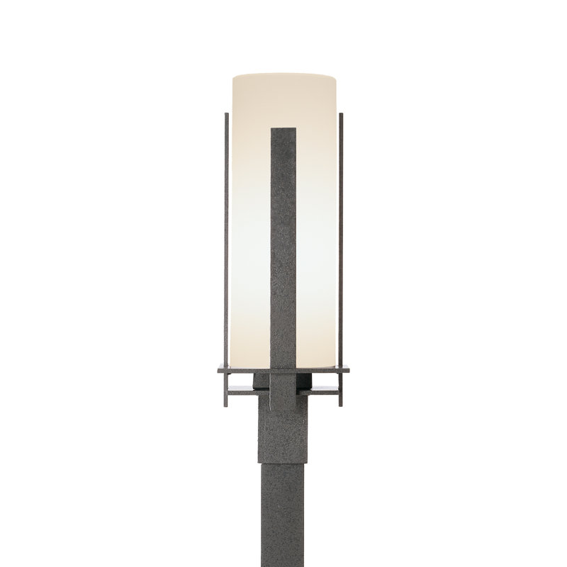 Vertical Bar Outdoor 1 - Light Lantern Head, Natural lron, Opal
