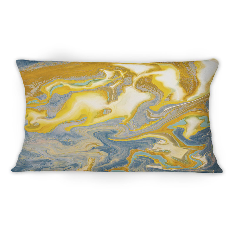 Coussin décoratif jaune et bleu I 12 "x 20"
