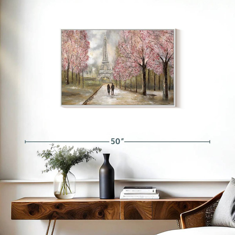 Balade à Paris, Cadre flottant blanc, 31 po x 21 po