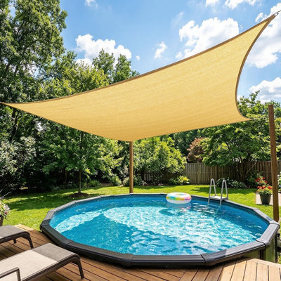 Auvent de terrasse rectangulaire beige avec auvent en toile d'ombrage - Protection Upf50 + contre les rayons UV, blocage à 95% des rayons UV, tissu résistant à l'eau et à l'air, tailles personnalisées disponibles