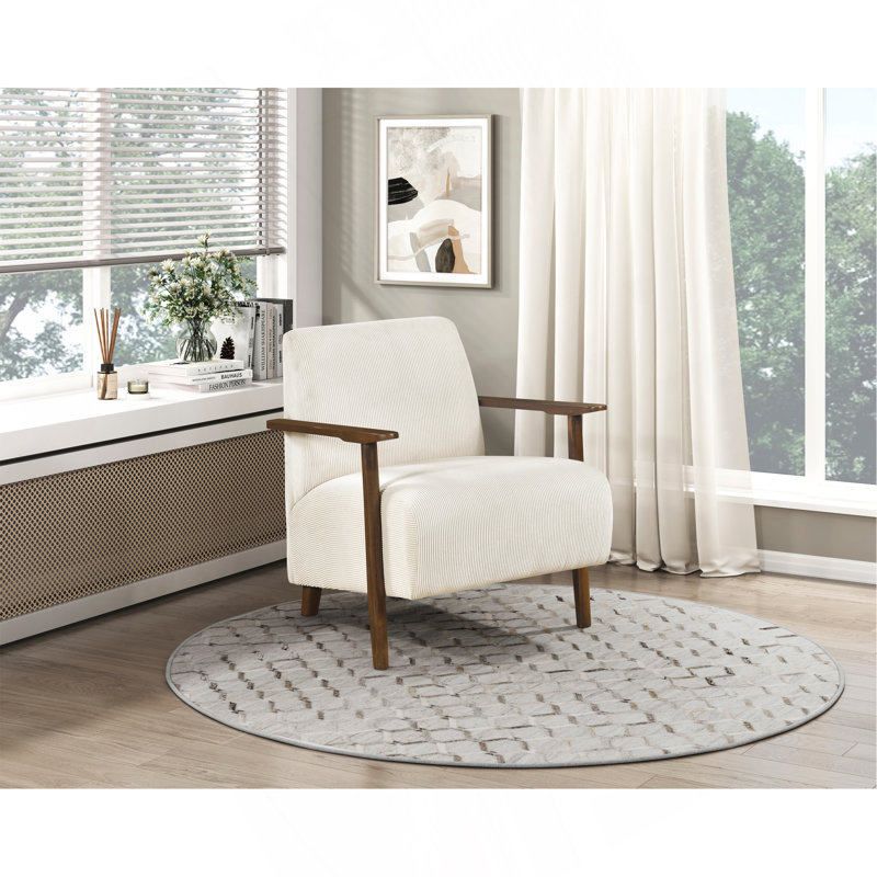 Fauteuil d'appoint 1 pièce moderne en velours côtelé beige, Beige