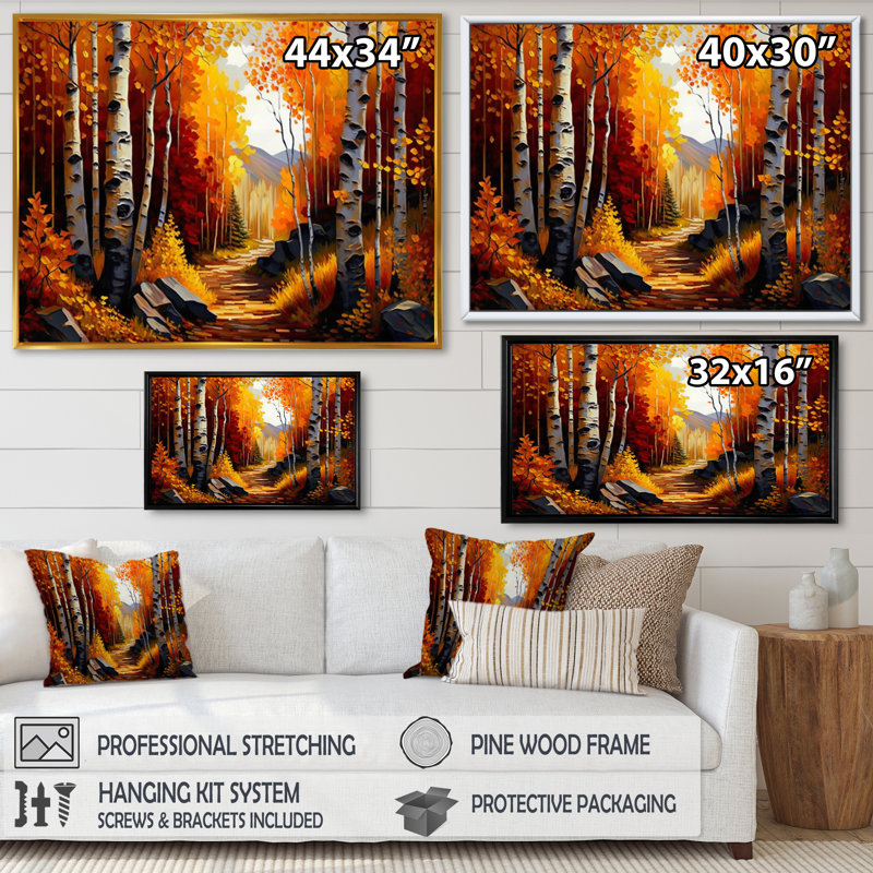 Sentier dans la forêt V - reproduction sur toile, H 30 po x l 40 po x P 1,5 po, Cadre flottant noir