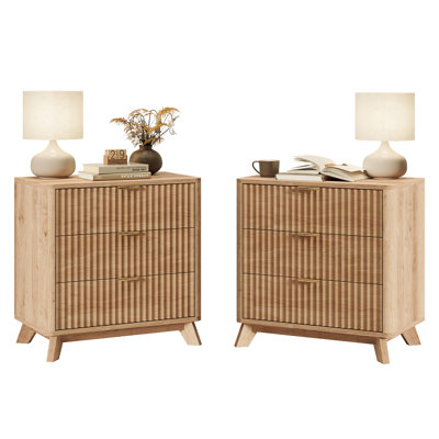 Donati Fluted Nightstand With 3 Drawers