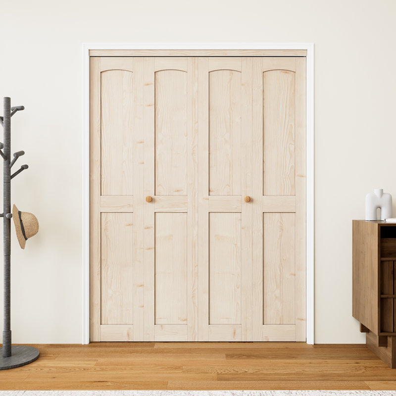 Porte pliante en pin massif non plié avec trousse d'installation, 48 po x 80 po