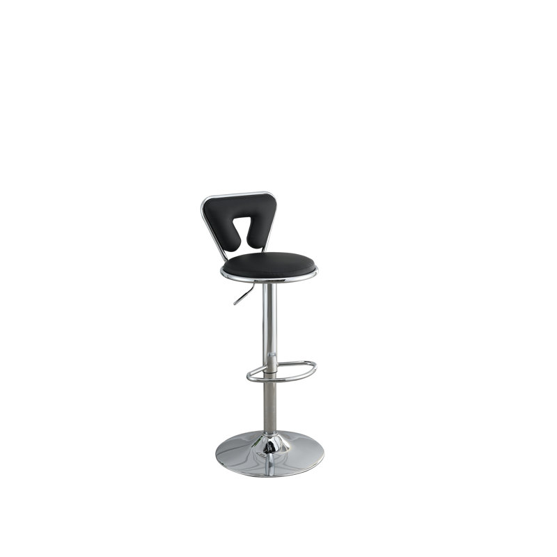 Tabouret de bar ajustable avec vérin à gaz en similicuir noir