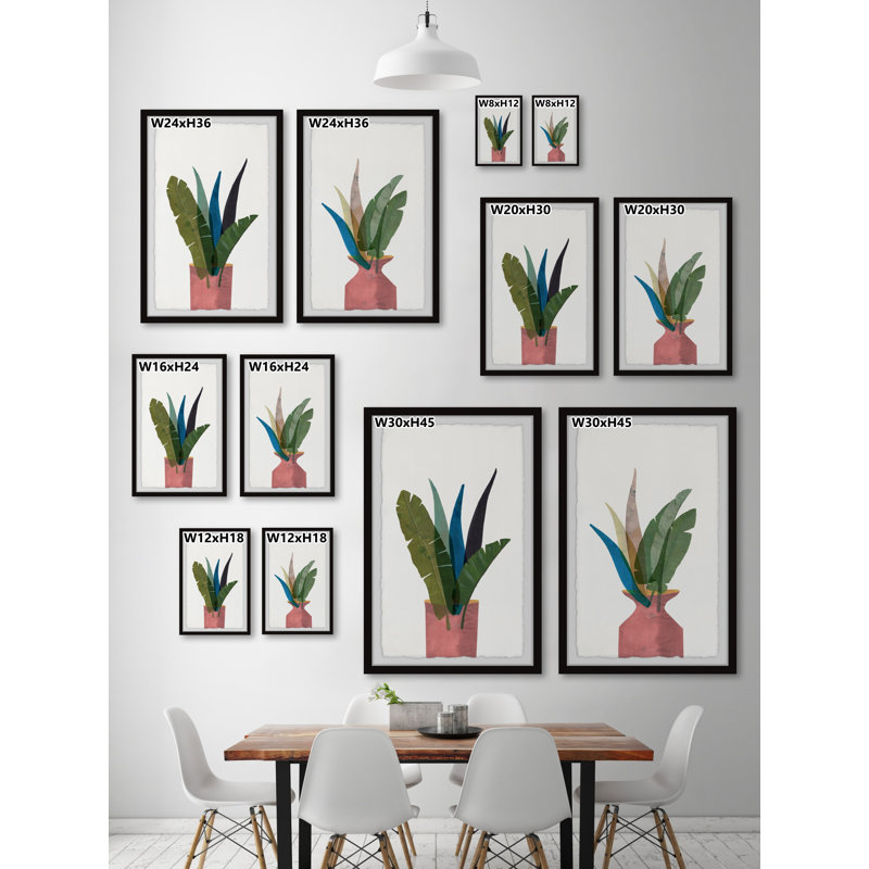 Diptyque d'intérieur à feuilles de bananier, H 24 po x l 16 po