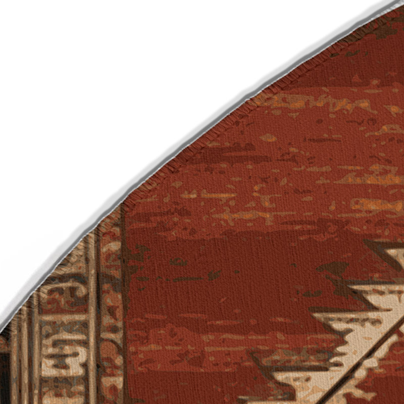 Tapis d'intérieur et d'extérieur brun Persian, Rond 5 pi