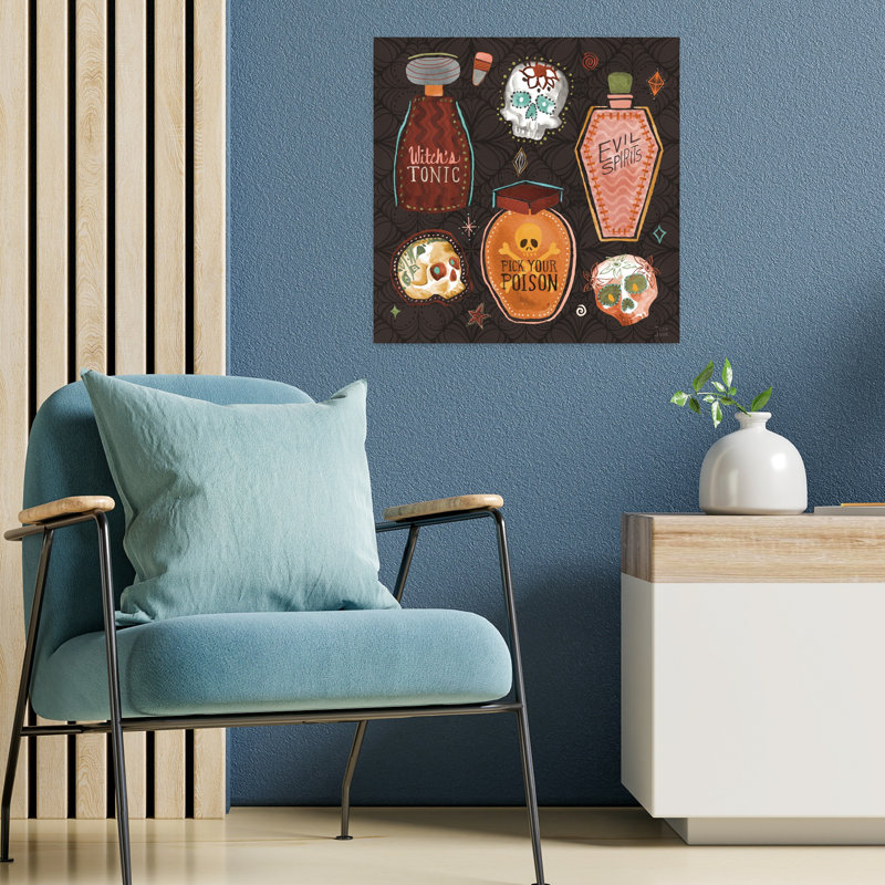 Contemporary Spooky Night II avec art brun noir, H 18 po x l 18 po