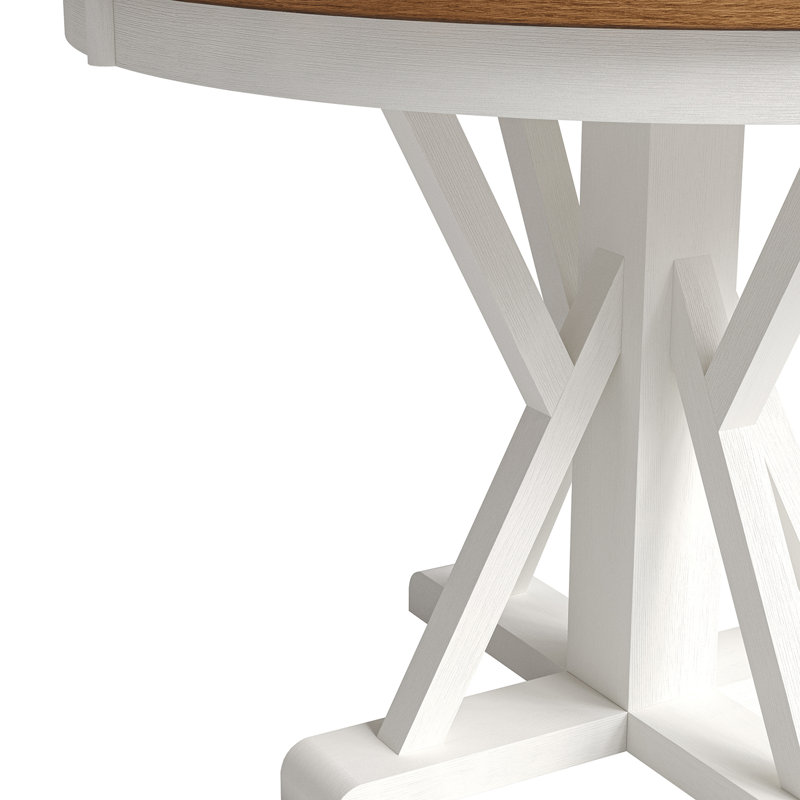 Table de salle à manger Amoz, Bois brun foncé / blanc