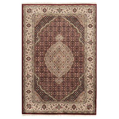 Hand-Knotted High-Quality Black and Cream Area Rug