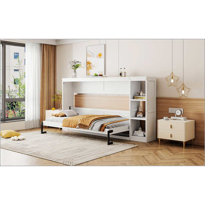 Lit escamotable simple avec bibliothèque