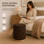 Pouf de rangement cylindrique Tessa de 16 po, recouvert de lin, avec couvercle amovible et rangement dissimulé, couleur chocolat-1788976963
