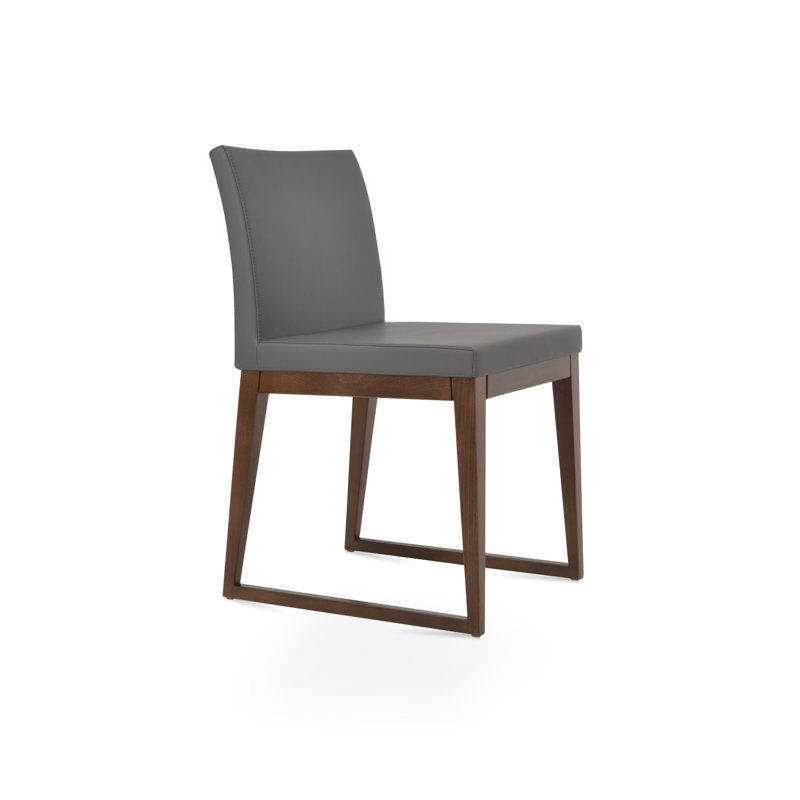 Aria Sled Wood Dining Chair, Grey PPM Faux Leather