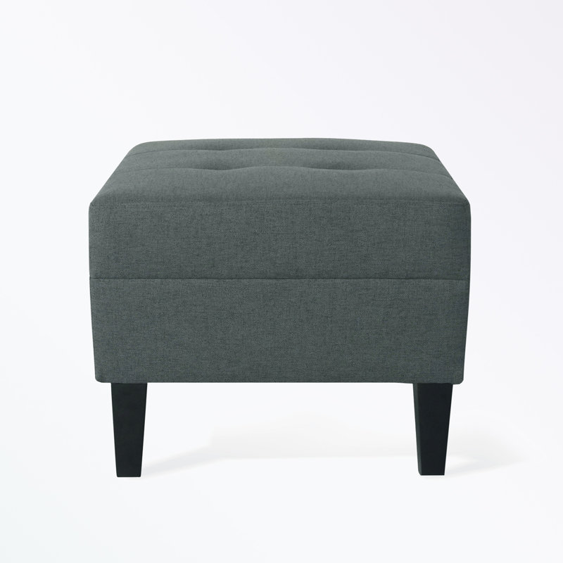 Anjuman Upholstered Ottoman, Charcoal Polyester, Charcoal 