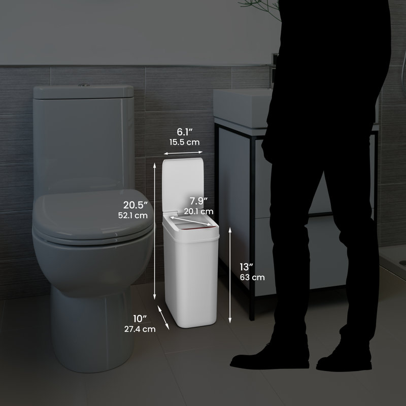 White 3 Gallon Touchless Plastic Kitchen Trash Can