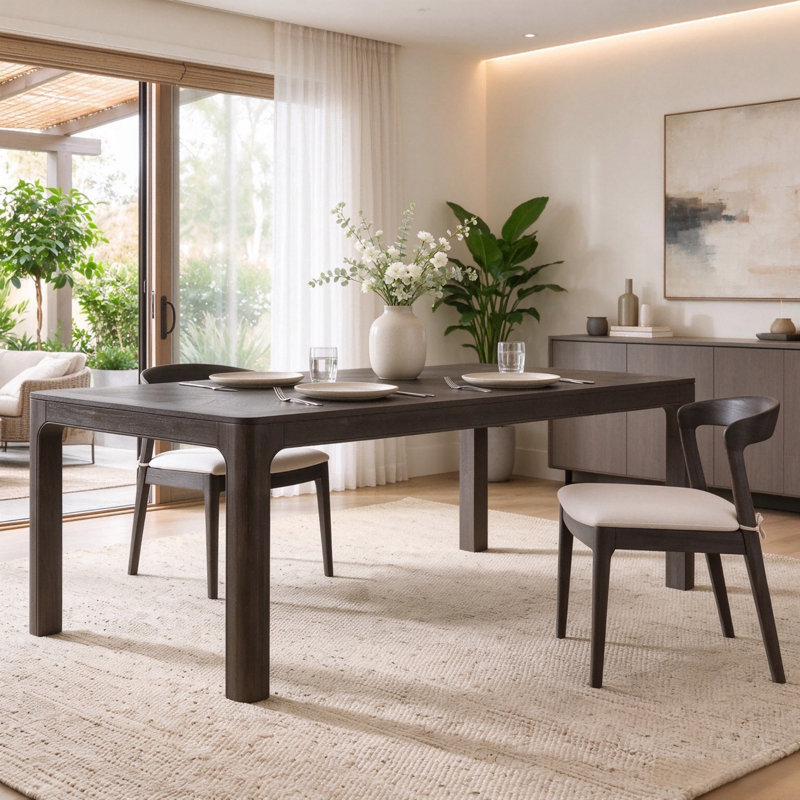 Rectangular Dining Table with Adjustable Feet, Espresso